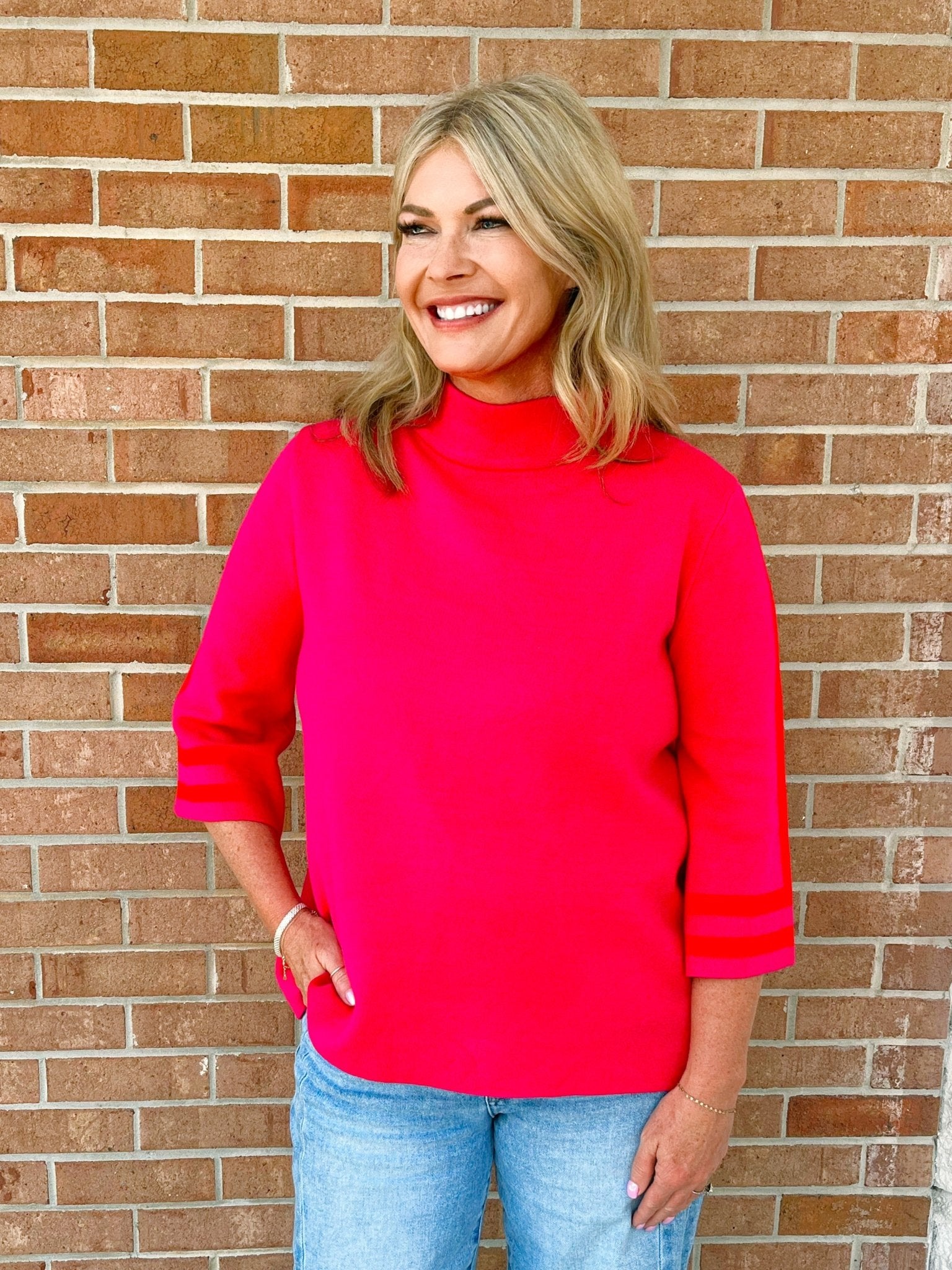 Bold Attitude Stripe Mock Neck Sweater - Jessi Jayne Boutique