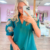 Evergreen Petals Embroidered Top - Jessi Jayne Boutique