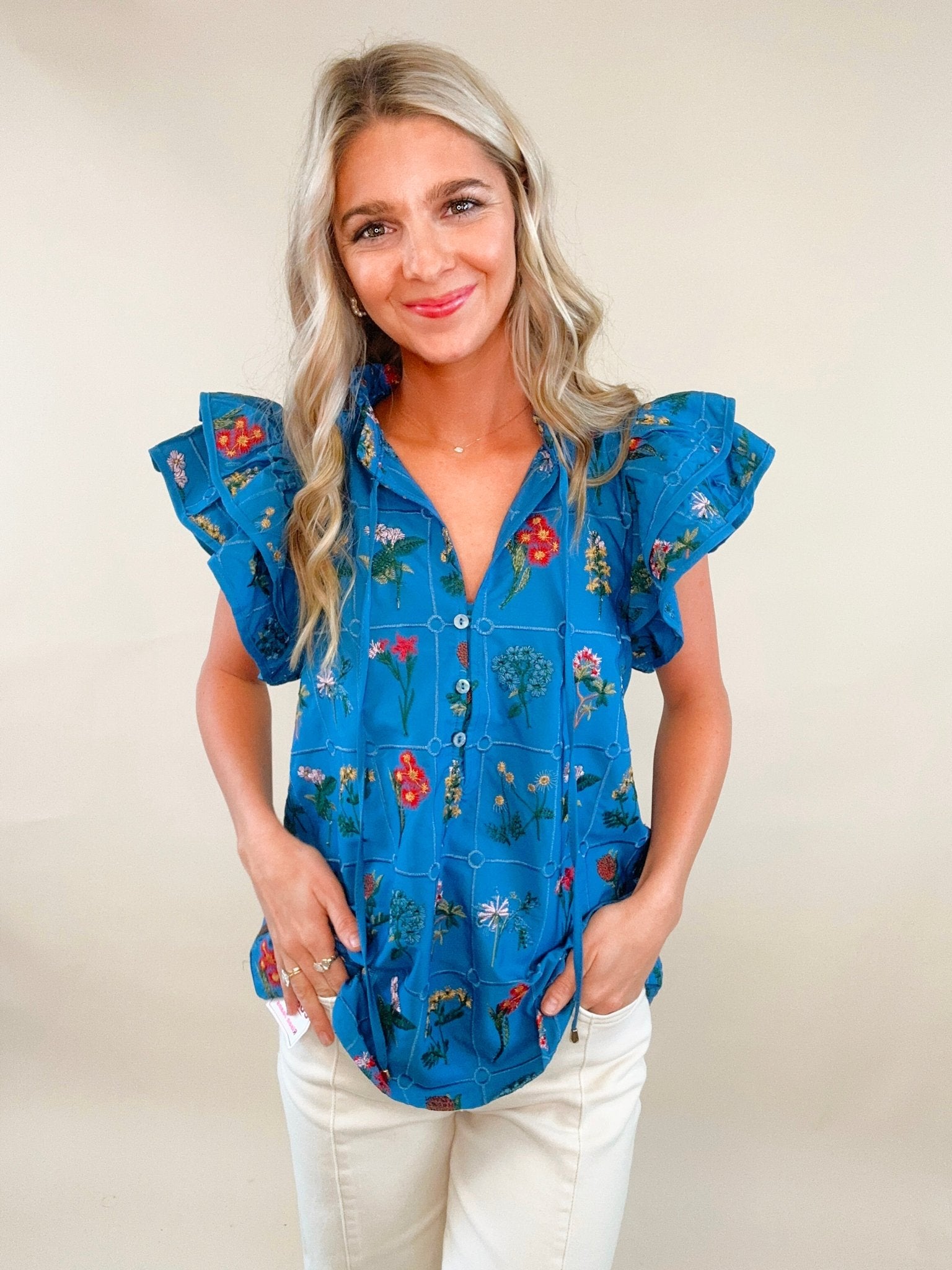 Meadow Muse Embroidered Top - Jessi Jayne Boutique