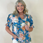 Blooming Grace Floral Top - Slate - Jessi Jayne Boutique