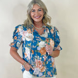 Blooming Grace Floral Top - Slate - Jessi Jayne Boutique