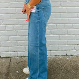 Risen Crease Detail Straight Tummy Control Jeans