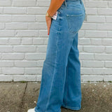 Risen Crease Detail Straight Tummy Control Jeans