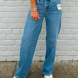 Risen Crease Detail Straight Tummy Control Jeans