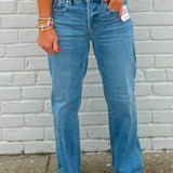 Risen Crease Detail Straight Tummy Control Jeans