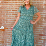 Meadow Mist Floral Midi Dress - Jessi Jayne Boutique