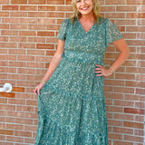 Meadow Mist Floral Midi Dress - Jessi Jayne Boutique