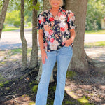 Blooming Grace Floral Top - Black - Jessi Jayne Boutique