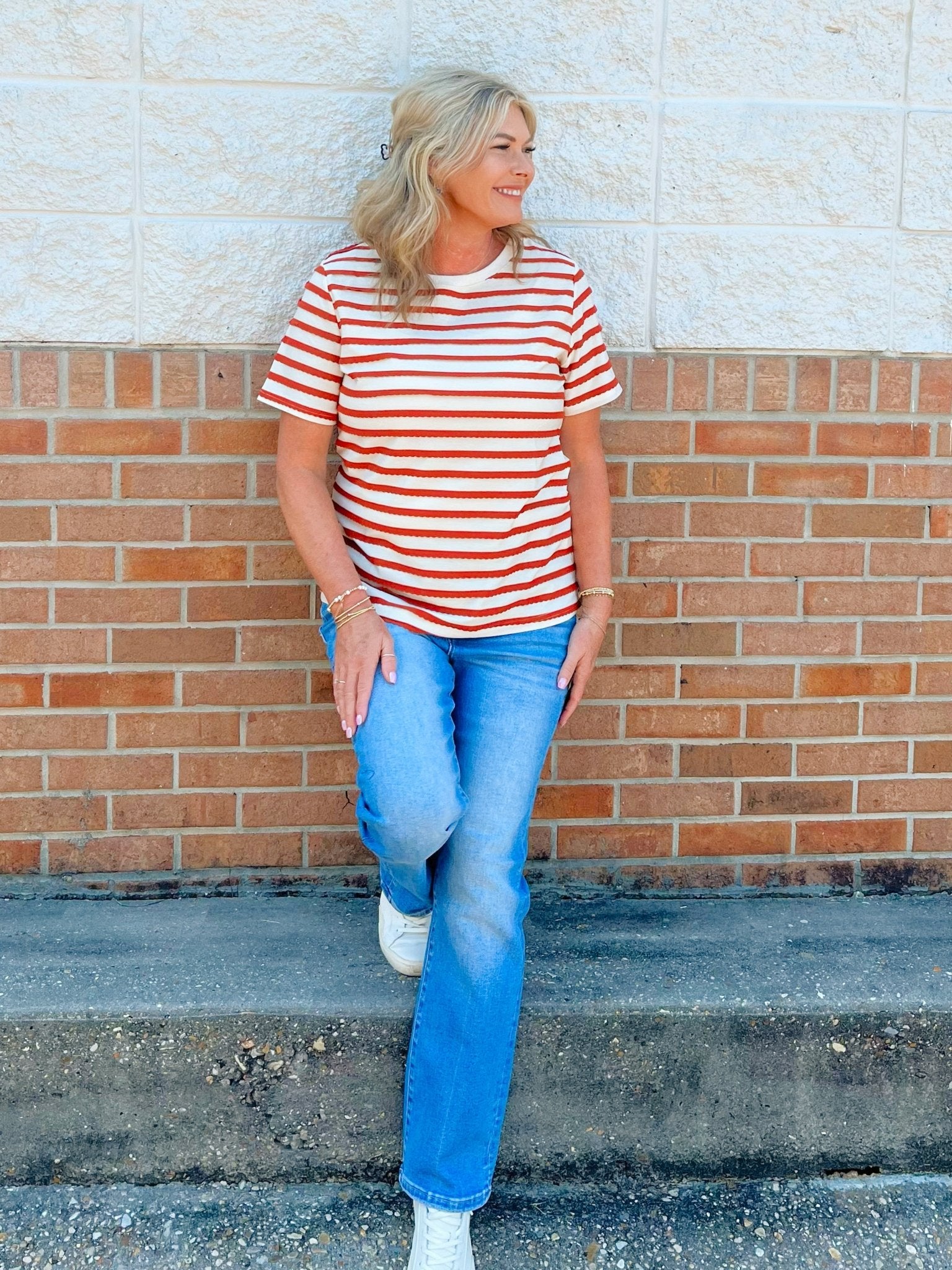 Sugar and Spice Stripe Tee - Jessi Jayne Boutique