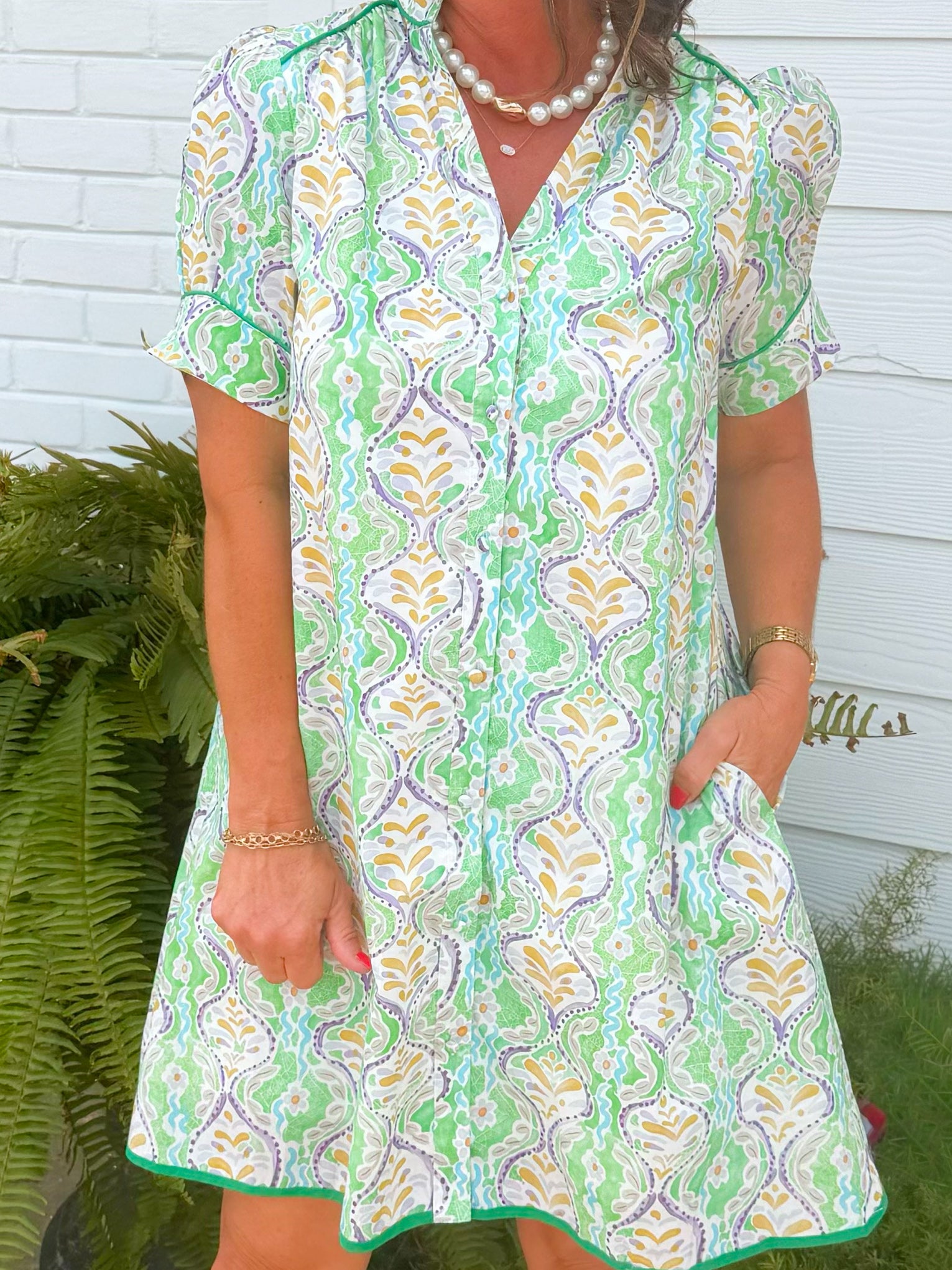 Mint Julep Piped Mini Dress - Jessi Jayne Boutique