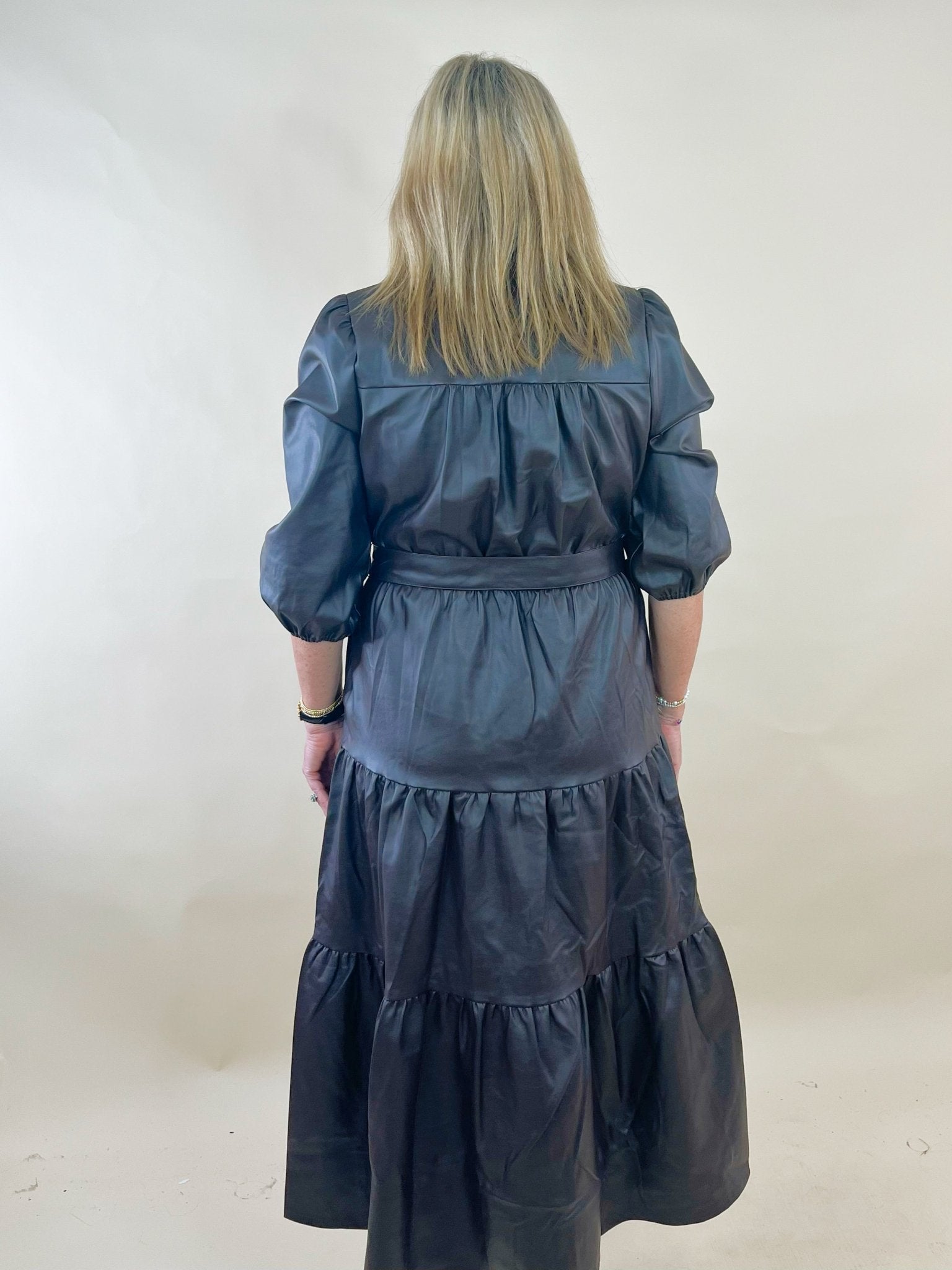 Espresso Faux Leather Shirt Dress - Jessi Jayne Boutique