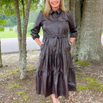 Espresso Faux Leather Shirt Dress - Jessi Jayne Boutique