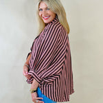 Mocha Mauve Stripe Button Down Top - Jessi Jayne Boutique