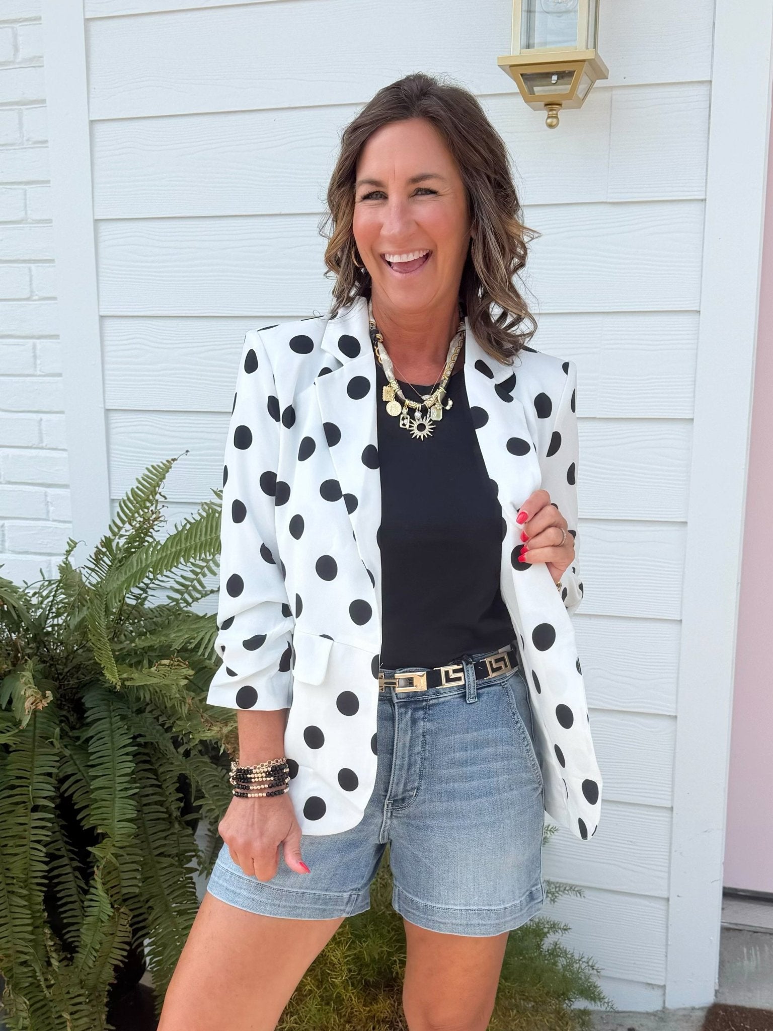 Class Act Polka Dot Blazer White - Jessi Jayne Boutique