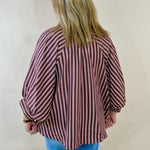Mocha Mauve Stripe Button Down Top - Jessi Jayne Boutique