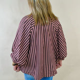 Mocha Mauve Stripe Button Down Top - Jessi Jayne Boutique
