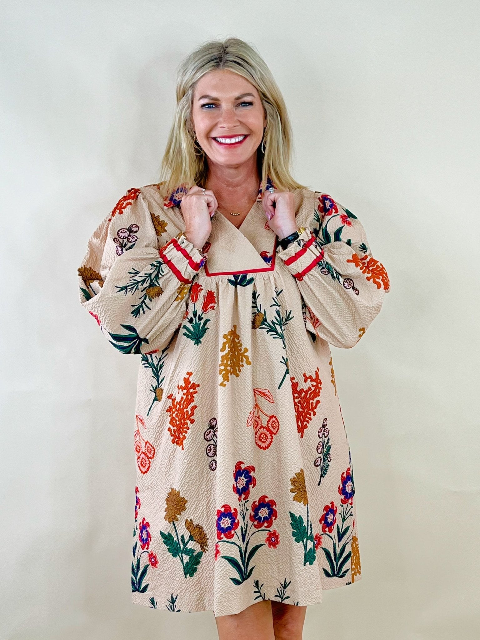 Meadow Muse Embroidered Mini Dress - Jessi Jayne Boutique