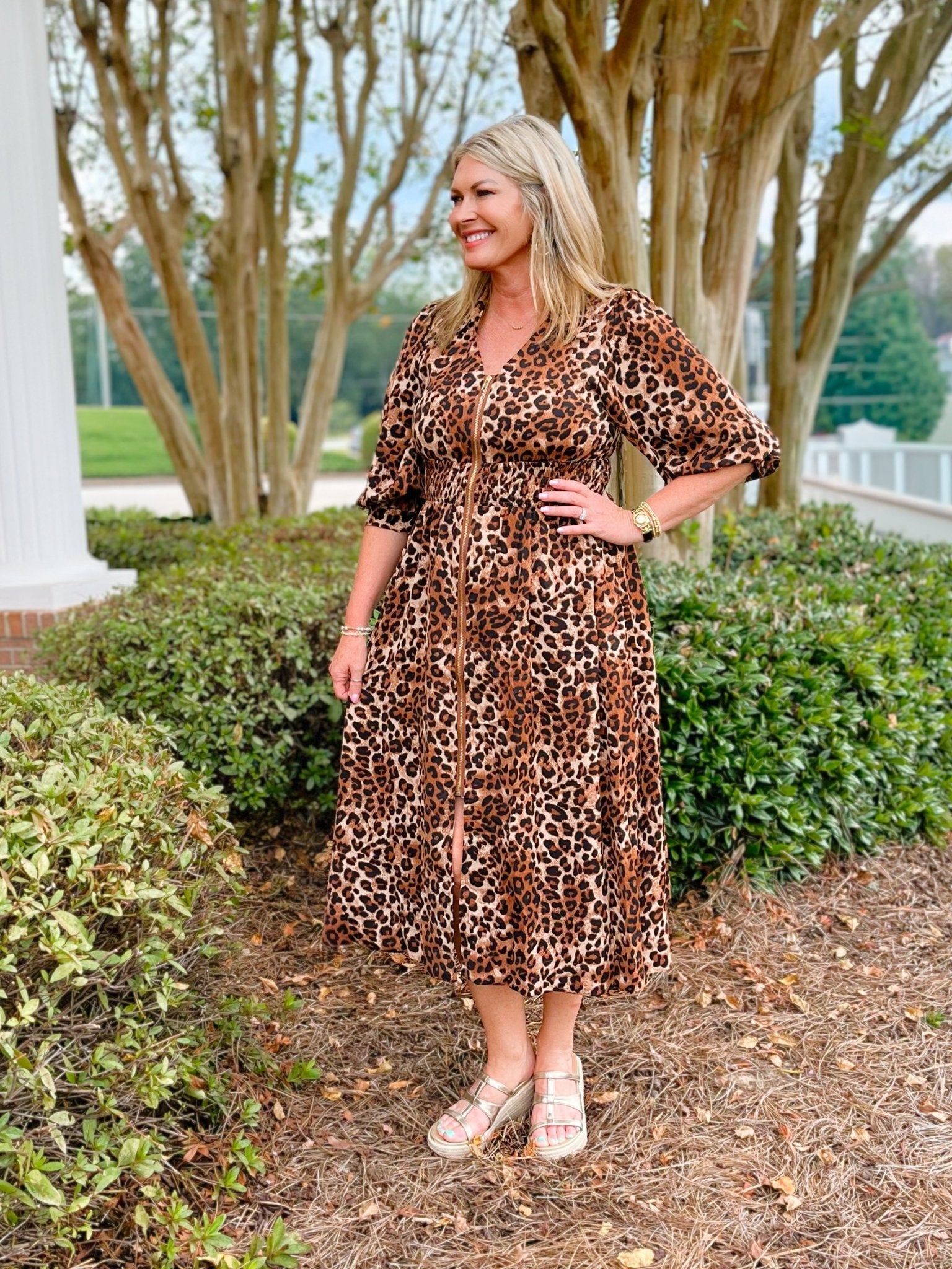 Savanna Stroll Zip Midi Dress - Jessi Jayne Boutique