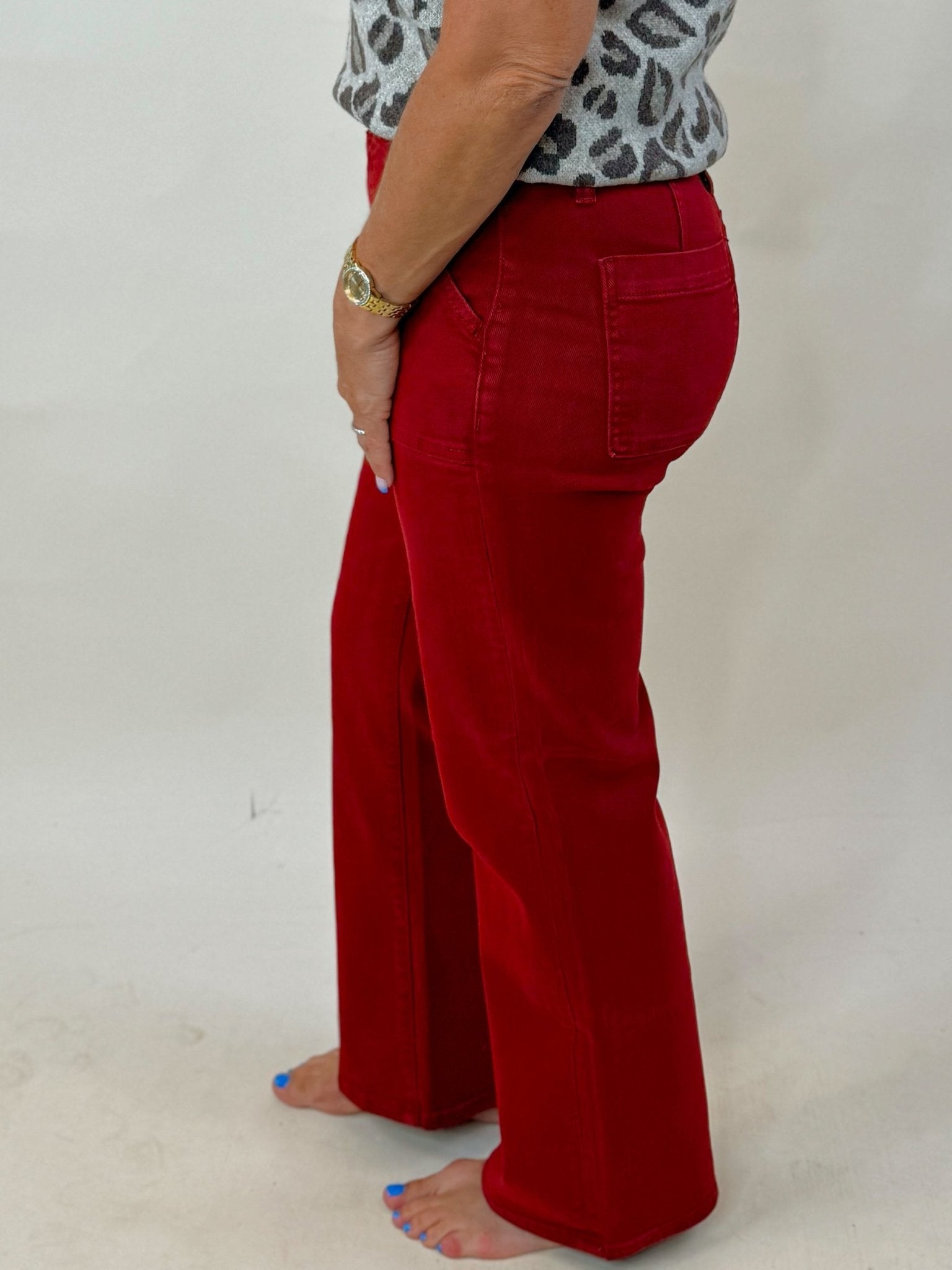 Crimson Ankle Flare Utility Pants - Jessi Jayne Boutique