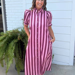 Plum Parade Stripe Dress - Jessi Jayne Boutique