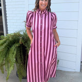 Plum Parade Stripe Dress - Jessi Jayne Boutique