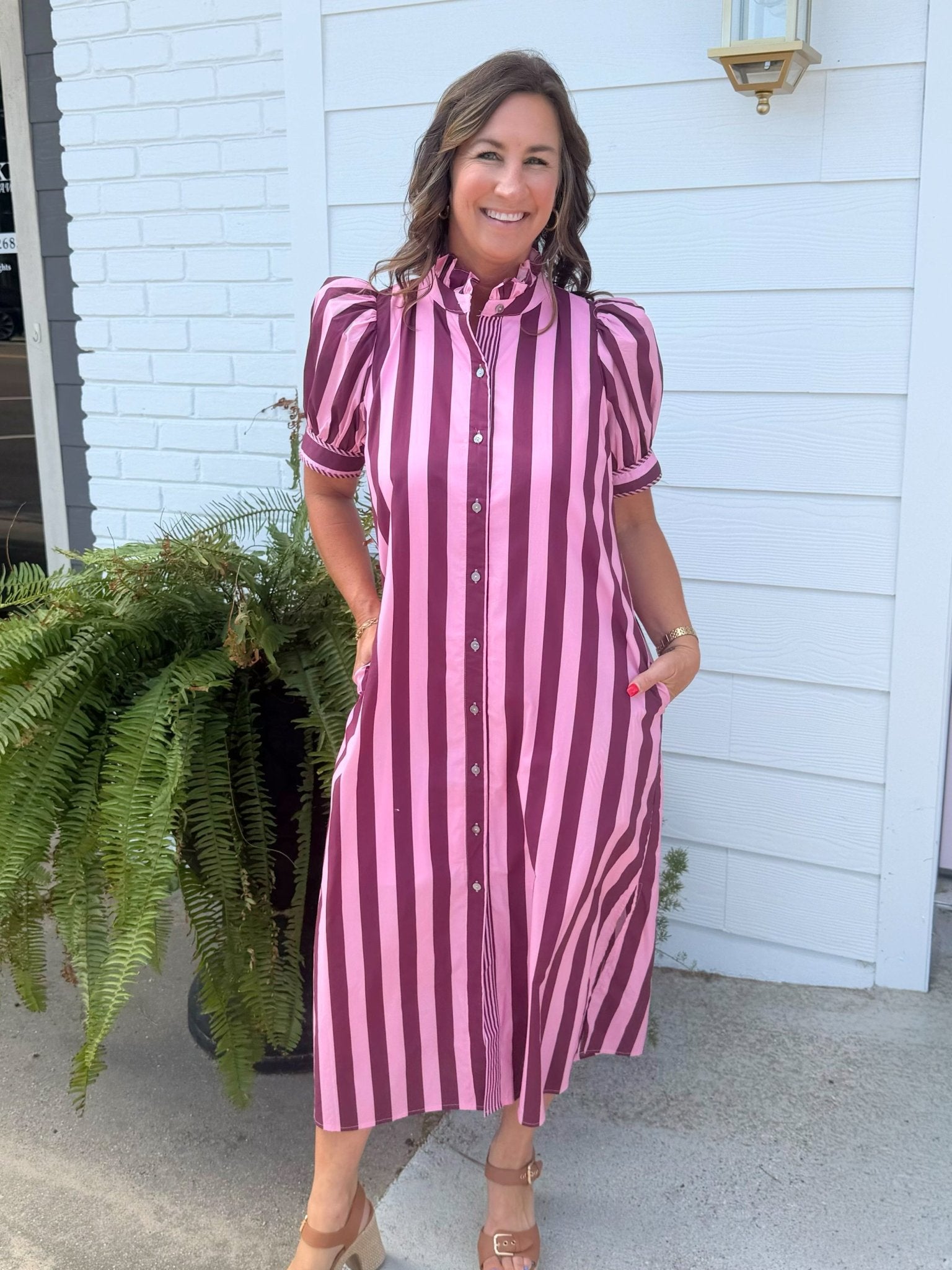 Plum Parade Stripe Dress - Jessi Jayne Boutique