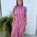 Plum Parade Stripe Dress - Jessi Jayne Boutique