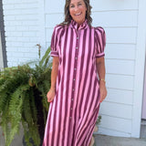 Plum Parade Stripe Dress - Jessi Jayne Boutique