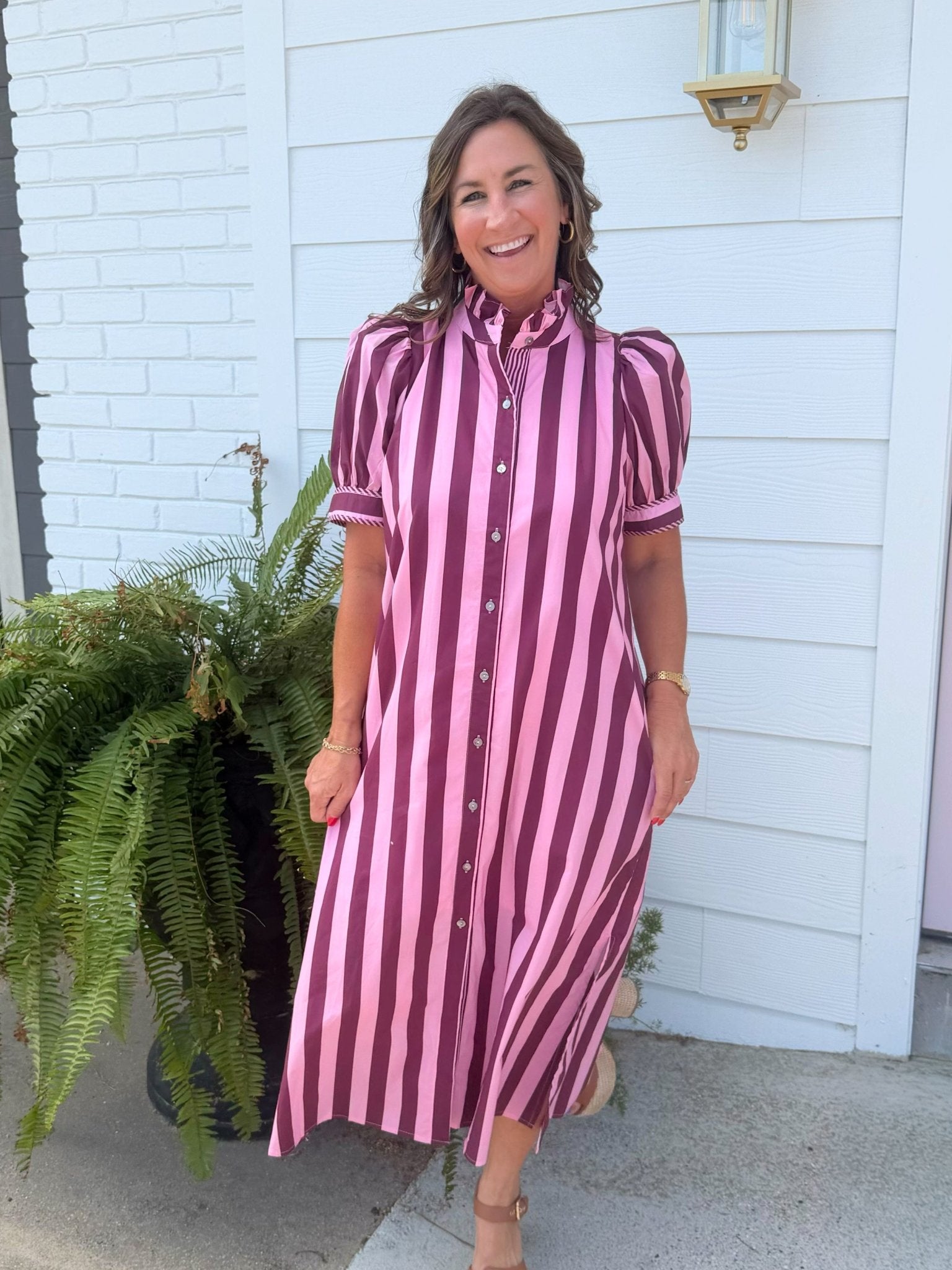 Plum Parade Stripe Dress - Jessi Jayne Boutique