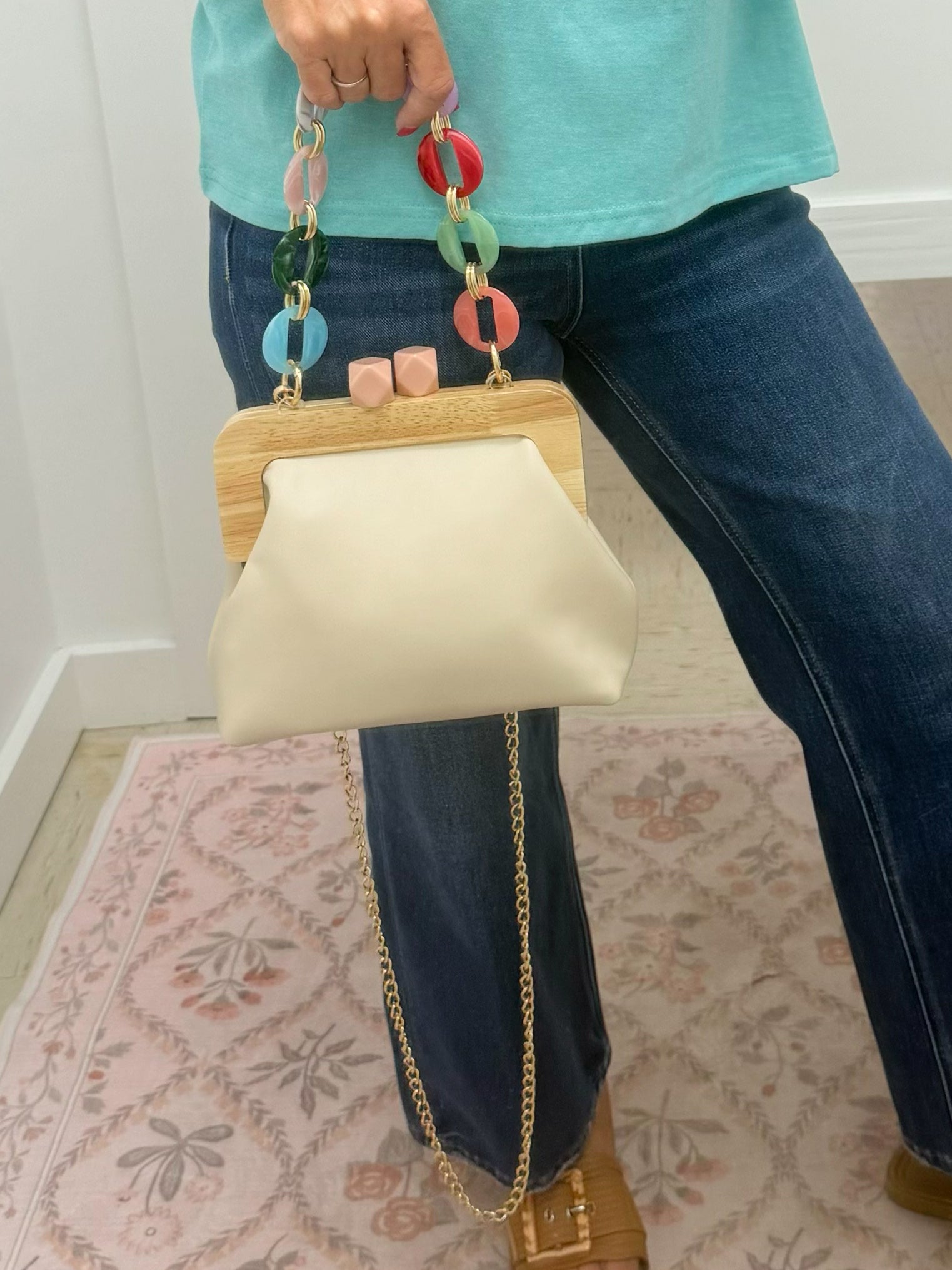 Talullah Rainbow Resin Handle Clutch Bag - Jessi Jayne Boutique