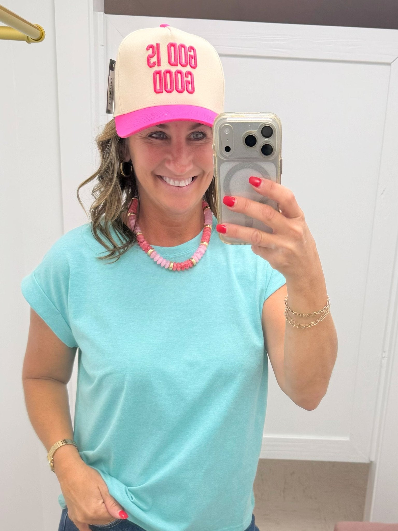 God is Good Trucker Hat Hot Pink - Jessi Jayne Boutique