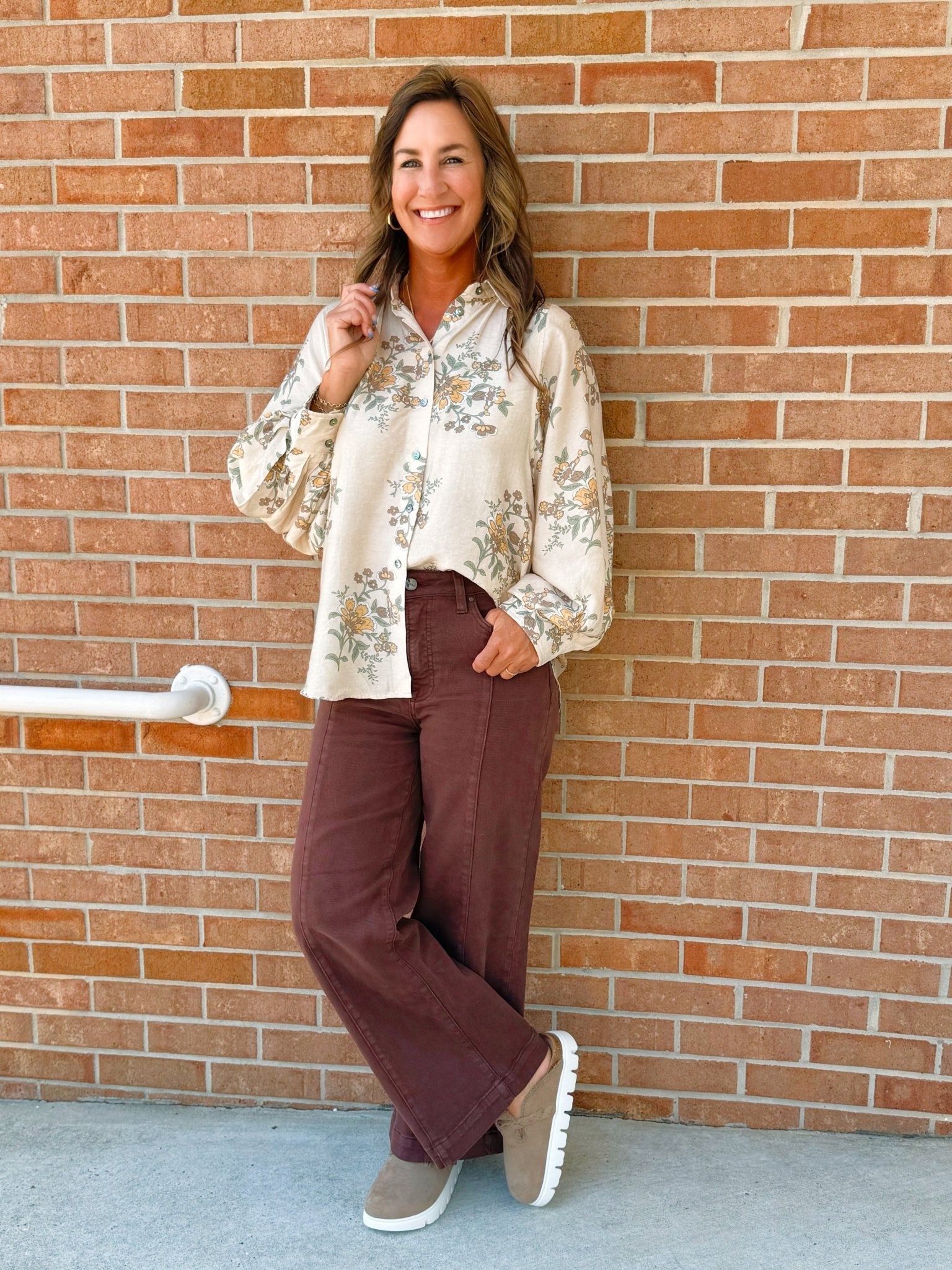 Bordeaux Wide Leg Cropped Pants - Jessi Jayne Boutique