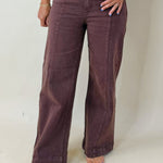 Bordeaux Wide Leg Cropped Pants - Jessi Jayne Boutique