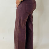 Bordeaux Wide Leg Cropped Pants - Jessi Jayne Boutique