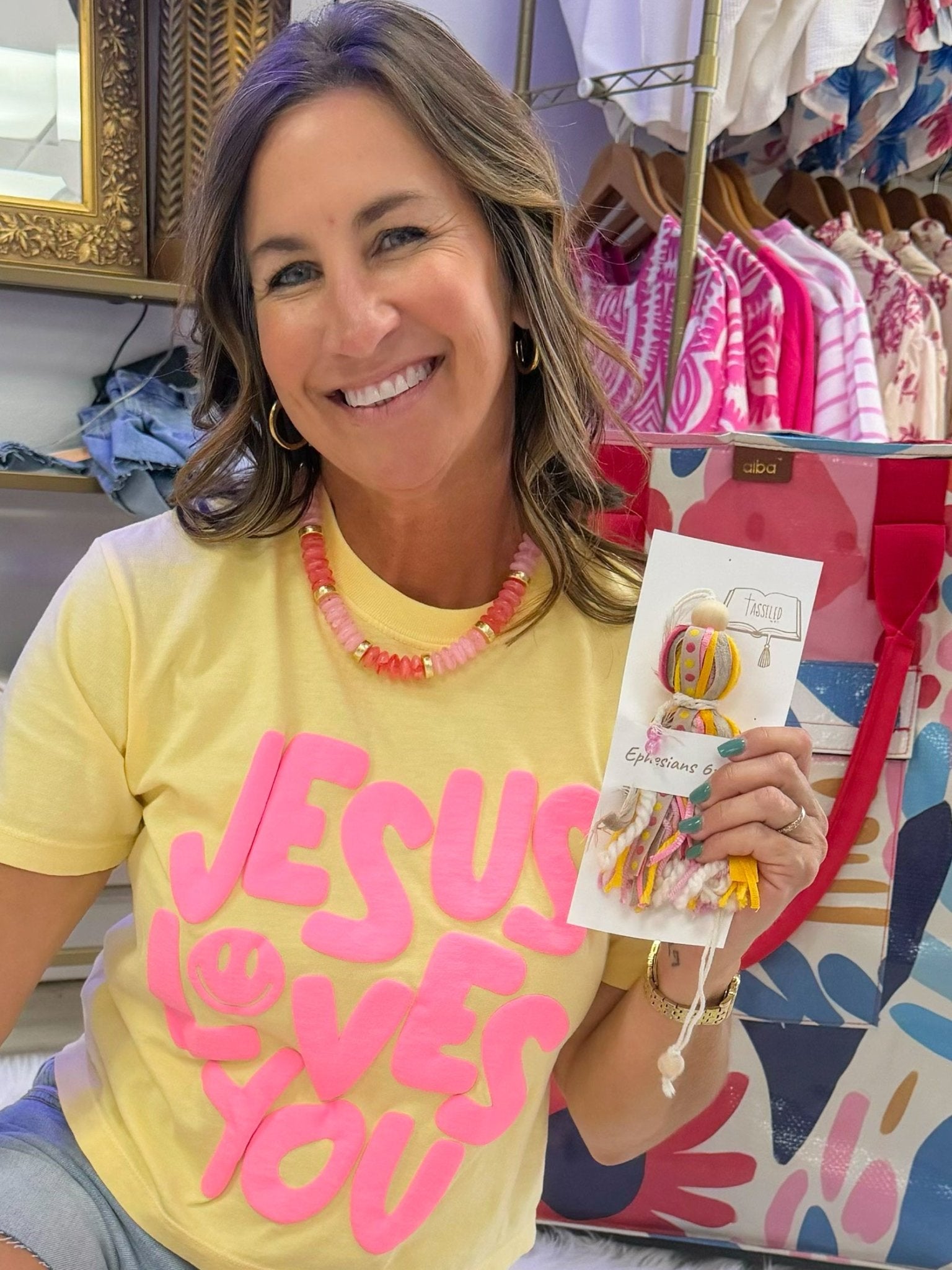 Jesus Loves You Puff Print Cropped Tee - Jessi Jayne Boutique