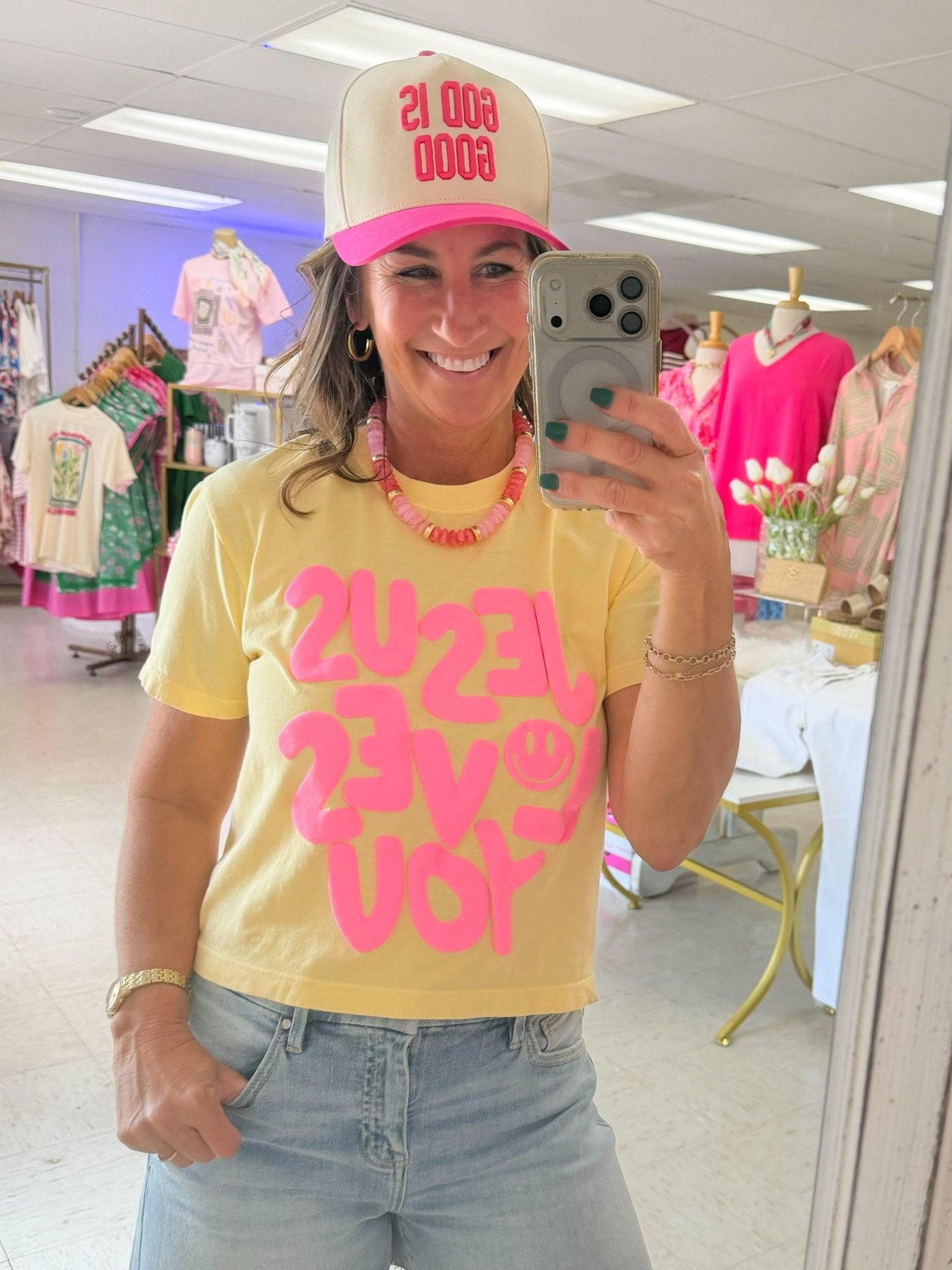 Jesus Loves You Puff Print Cropped Tee - Jessi Jayne Boutique