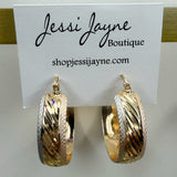 Three-Tone Textured Hoop Earrings