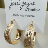 Three-Tone Textured Hoop Earrings