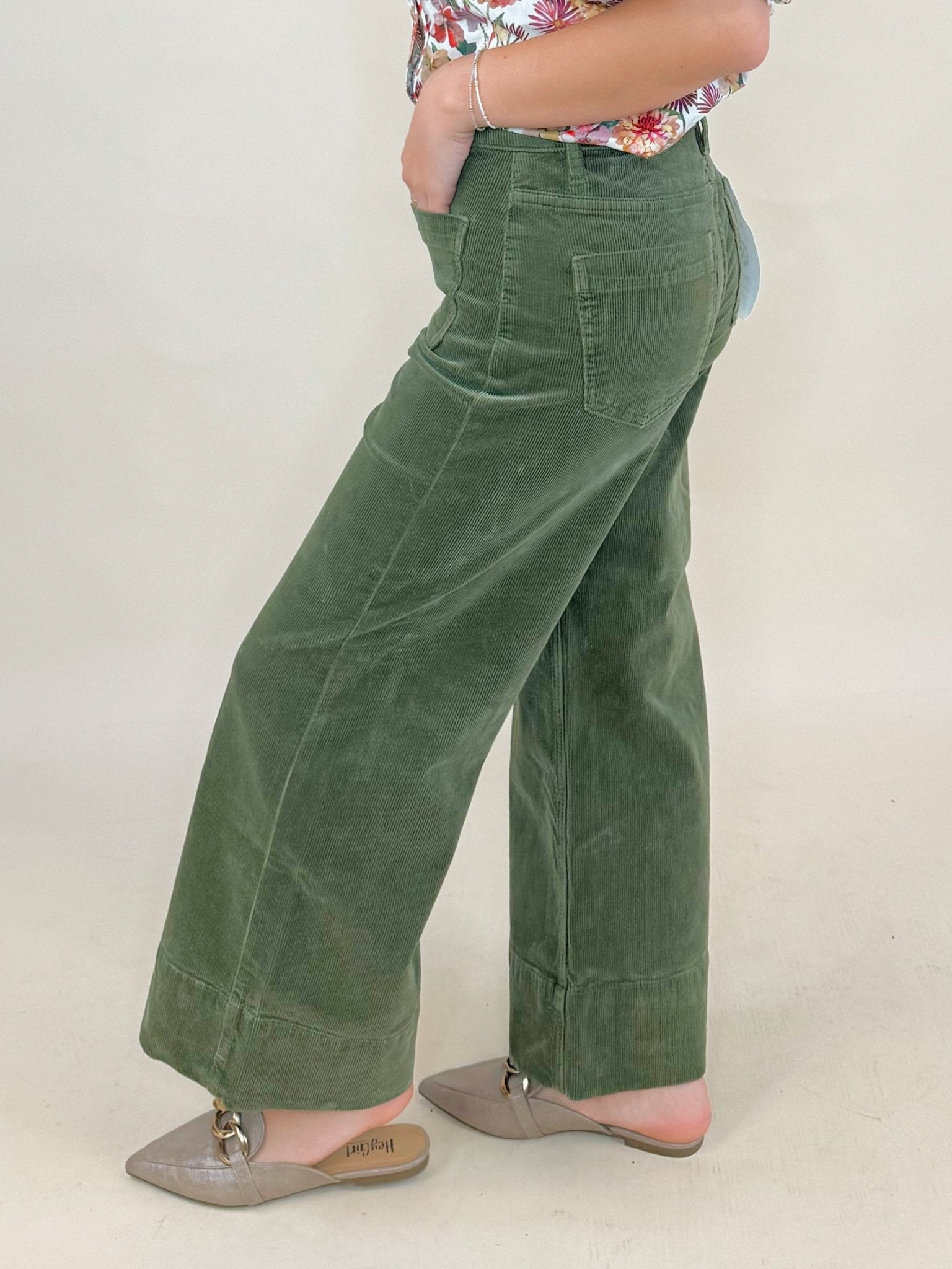 Olive Grove Corduroy Wide Leg Pants - Jessi Jayne Boutique