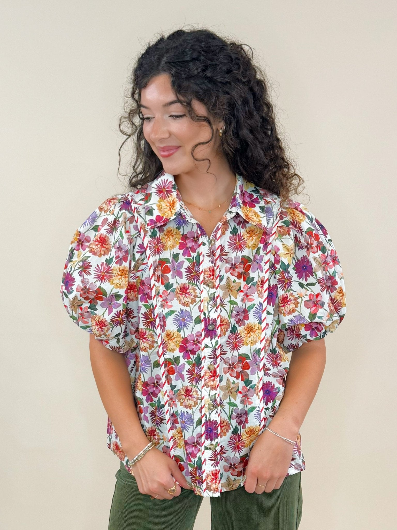 Wildflower Lane Puff Sleeve Top - Jessi Jayne Boutique