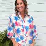Electric Bloom Button Down Top - Jessi Jayne Boutique