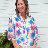Electric Bloom Button Down Top - Jessi Jayne Boutique