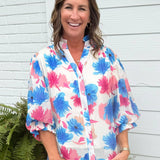 Electric Bloom Button Down Top - Jessi Jayne Boutique