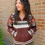 Floral Stripe Zip - Up Jacket - Jessi Jayne Boutique