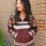 Floral Stripe Zip - Up Jacket - Jessi Jayne Boutique