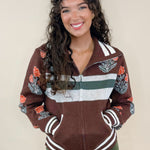 Floral Stripe Zip - Up Jacket - Jessi Jayne Boutique