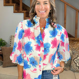 Electric Bloom Button Down Top - Jessi Jayne Boutique