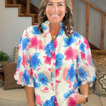 Electric Bloom Button Down Top - Jessi Jayne Boutique