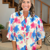 Electric Bloom Button Down Top - Jessi Jayne Boutique