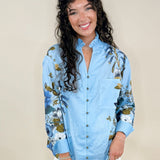 Bloom Grace Floral Ruffle Neck Button Top - Jessi Jayne Boutique